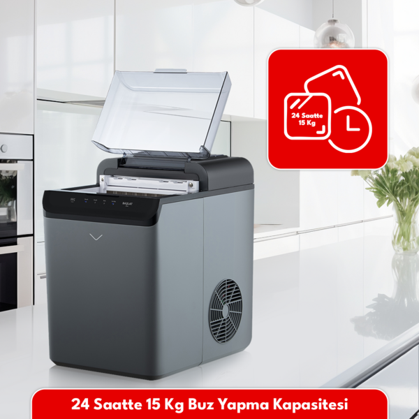 24 Saatte 15 kg Buz Üretim Kapasitesi Vestel Buz Yapma Makinesi 24 Saatte 15 kg Buz Üretim Kapasitesi